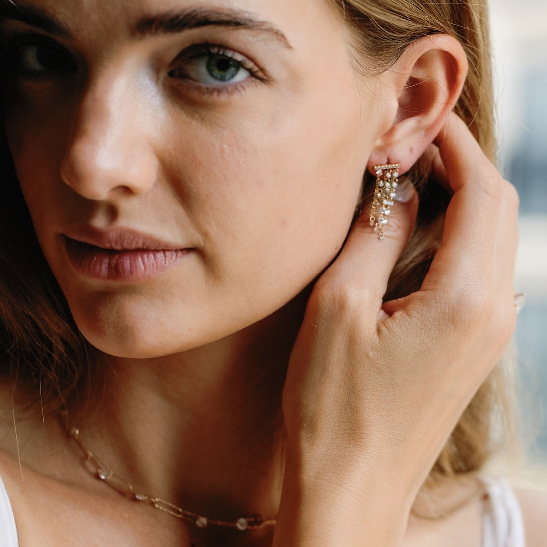 Lab-grown Diamond Waterfall Dangly Posts Earrings