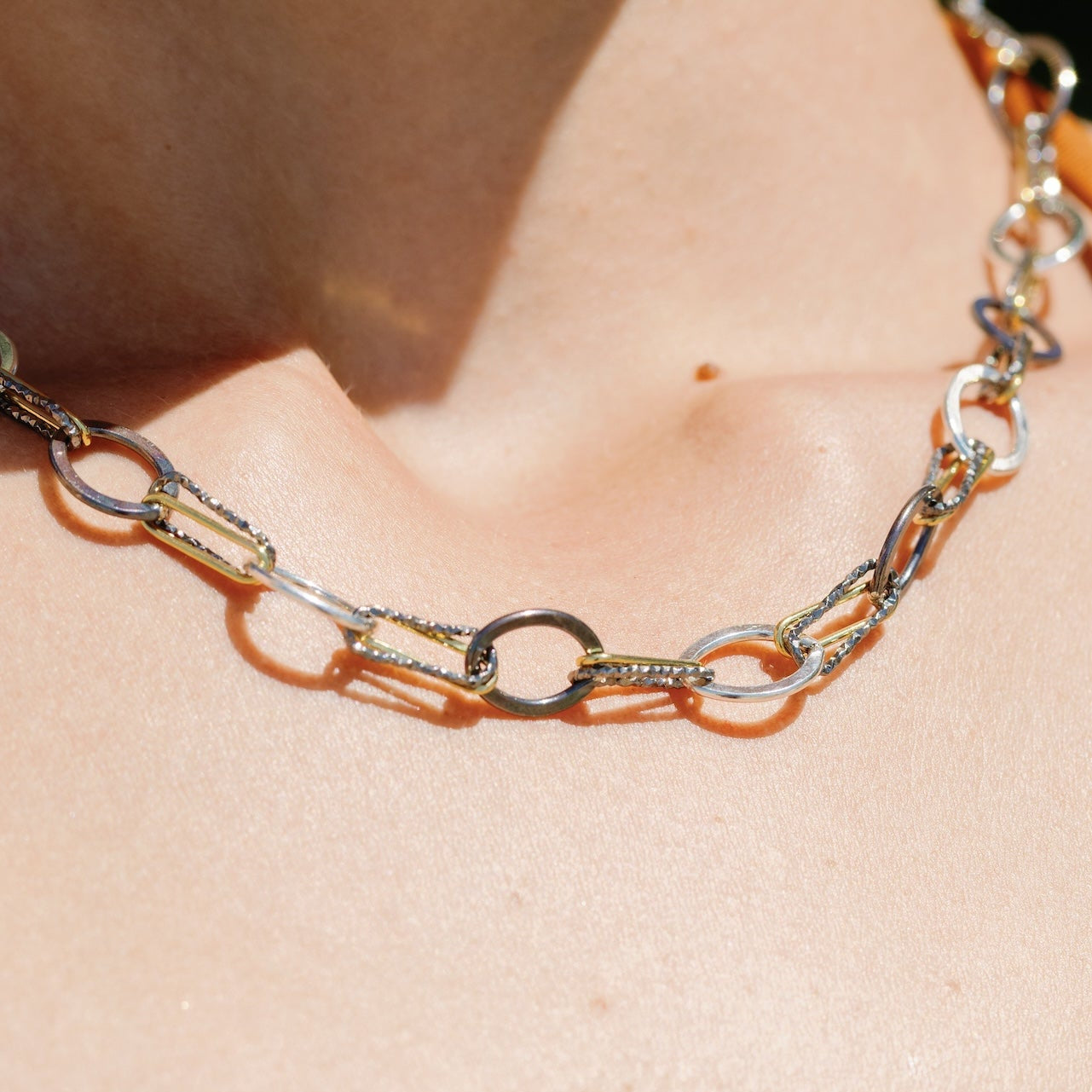 Mixed Metal Heavy Chain Necklace