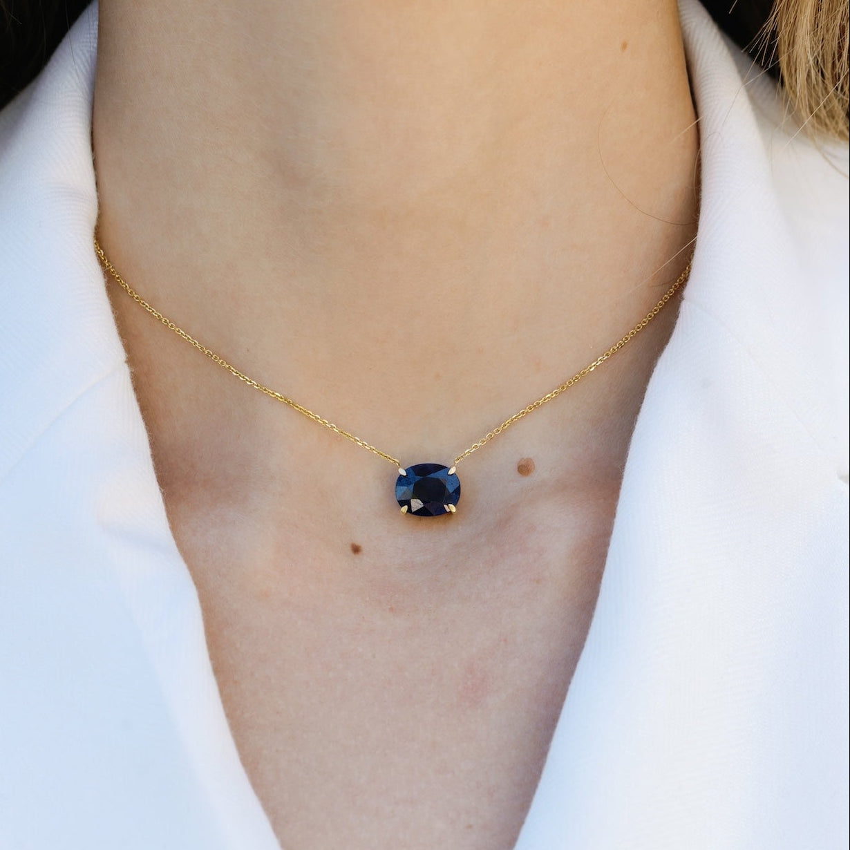 Oval Sapphire Pendant Necklace In 14K