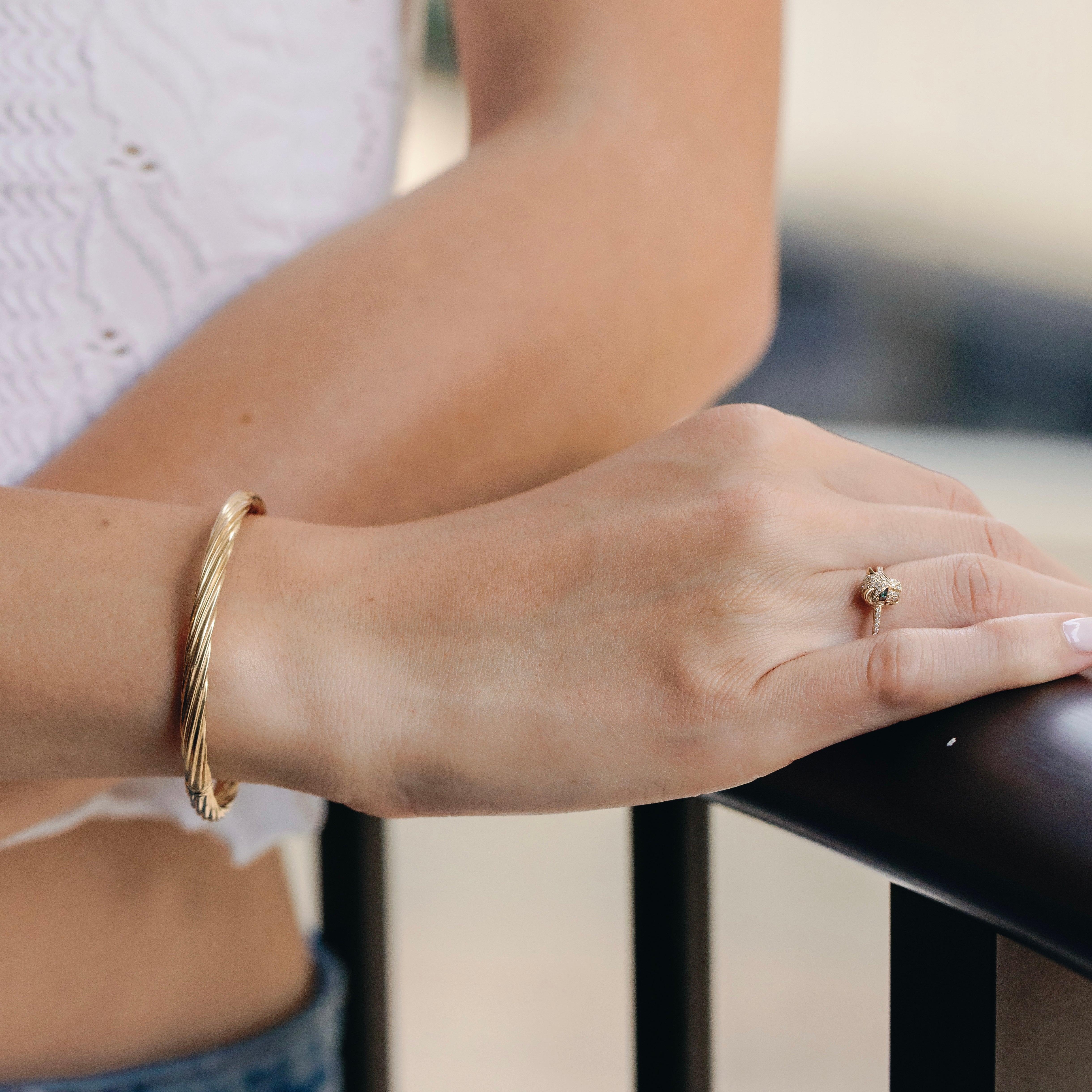 Twisted Gold Bangle Bracelet 14k