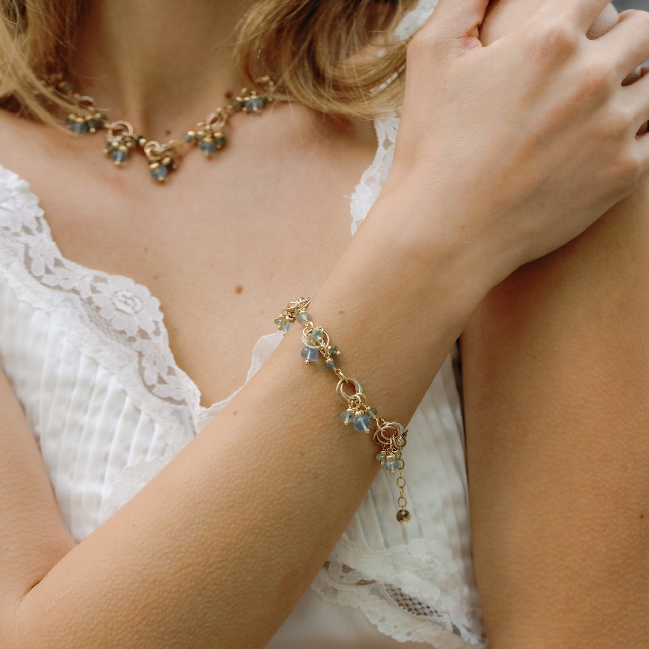 Trio Aqua Donut Trinity Bracelet
