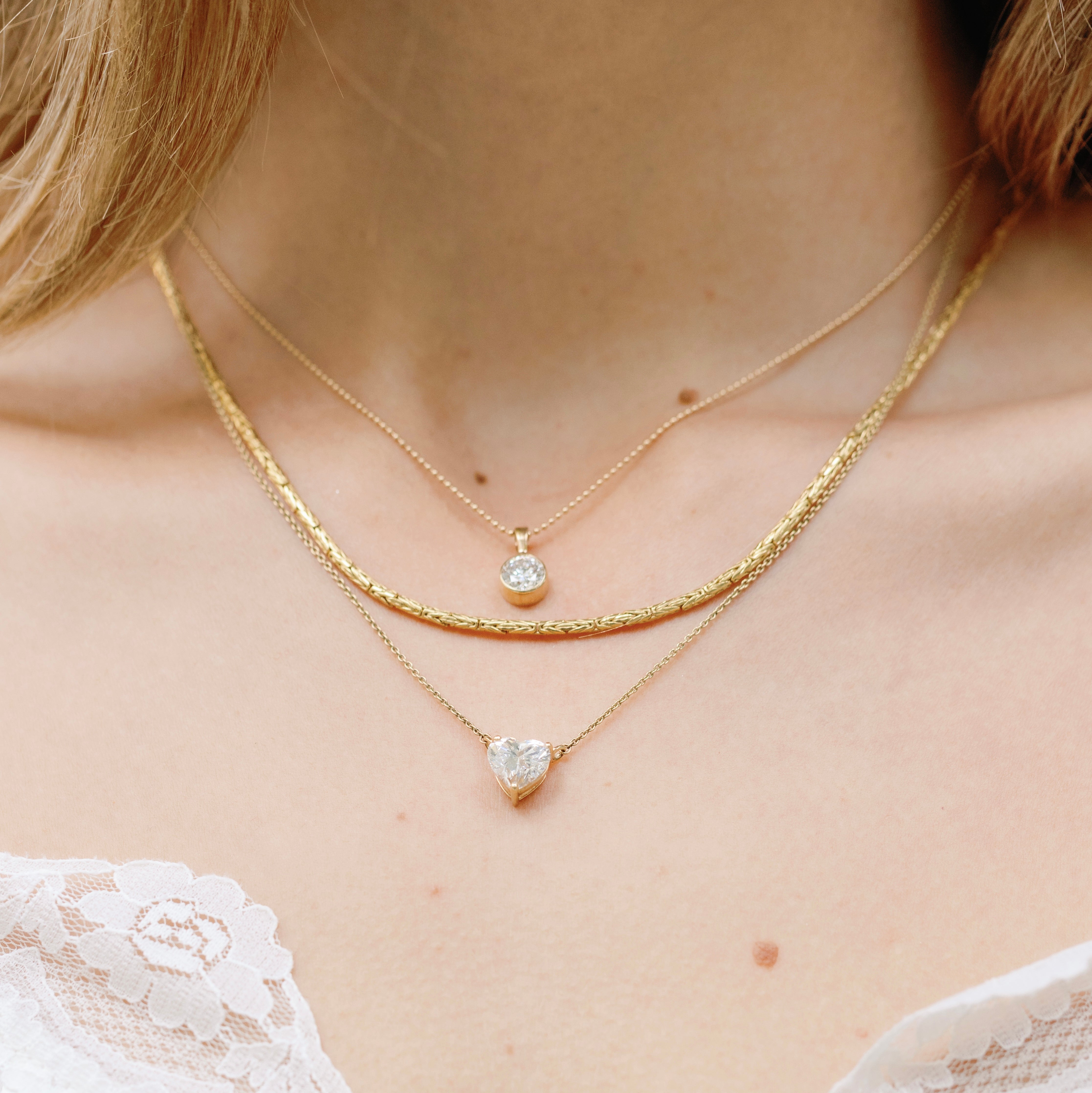 Heart-shaped Lab Diamond Pendant Necklace 14K