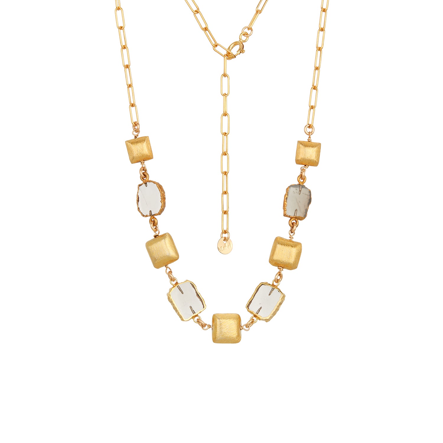 Smokey Quartz Gold Pillow Necklace