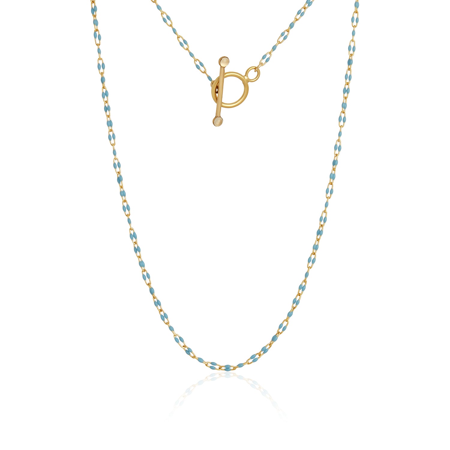 Enamel Turquoise Chain With Diamond Star Pendant