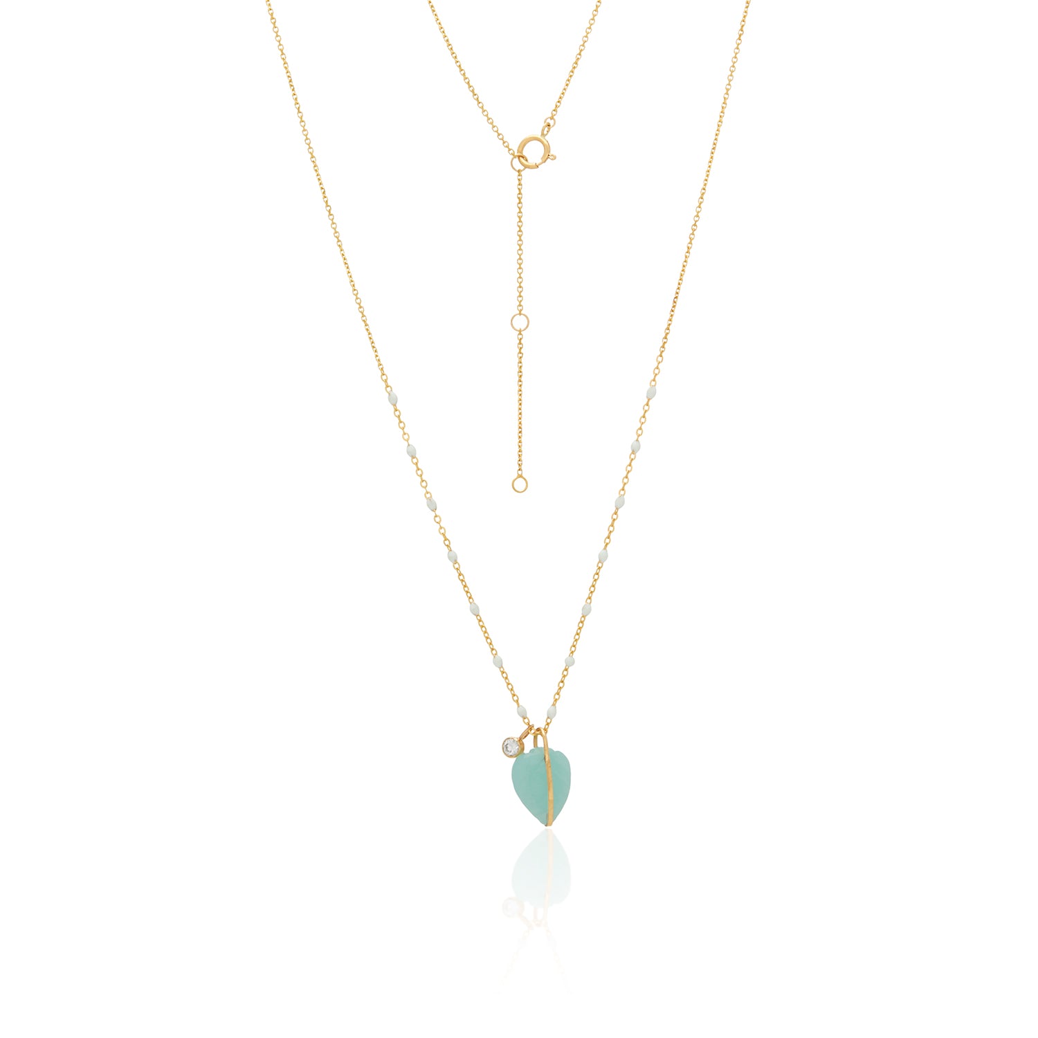 Leafy Aquamarine  Pendant Dangly Diamond Necklace In 14K