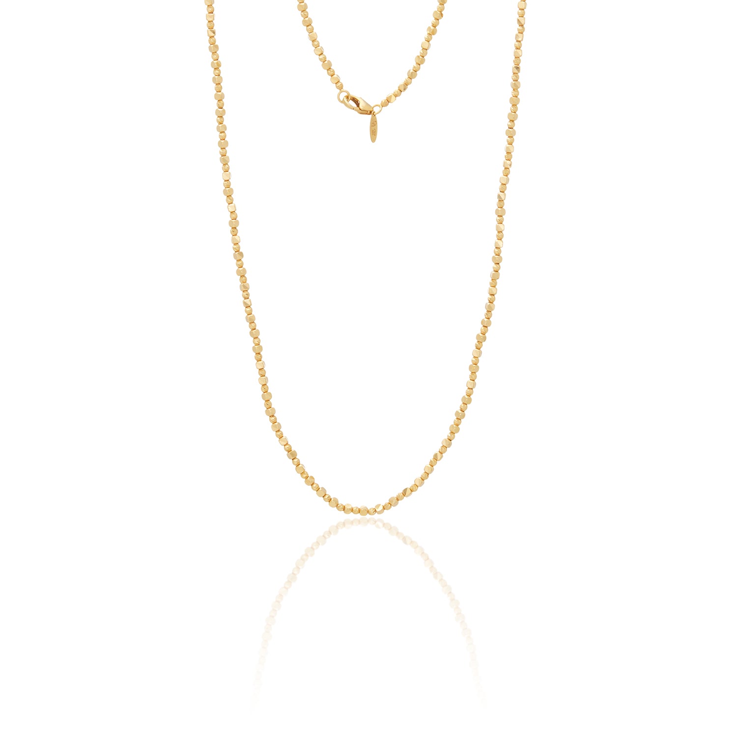 Diamond Cut Round And Cube Chain Necklace 14K