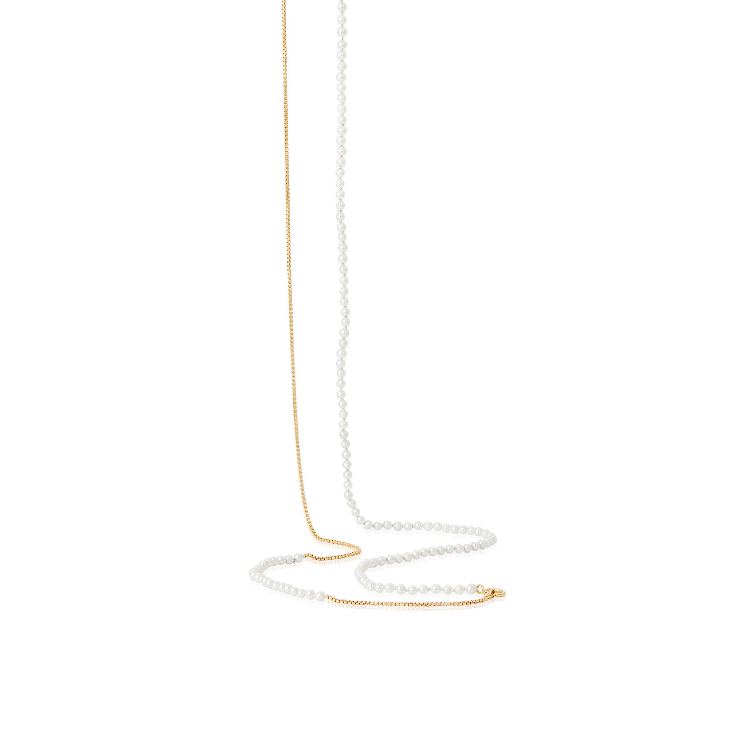 Mini Pearl Mixed Gold Detachable Necklace In 14K