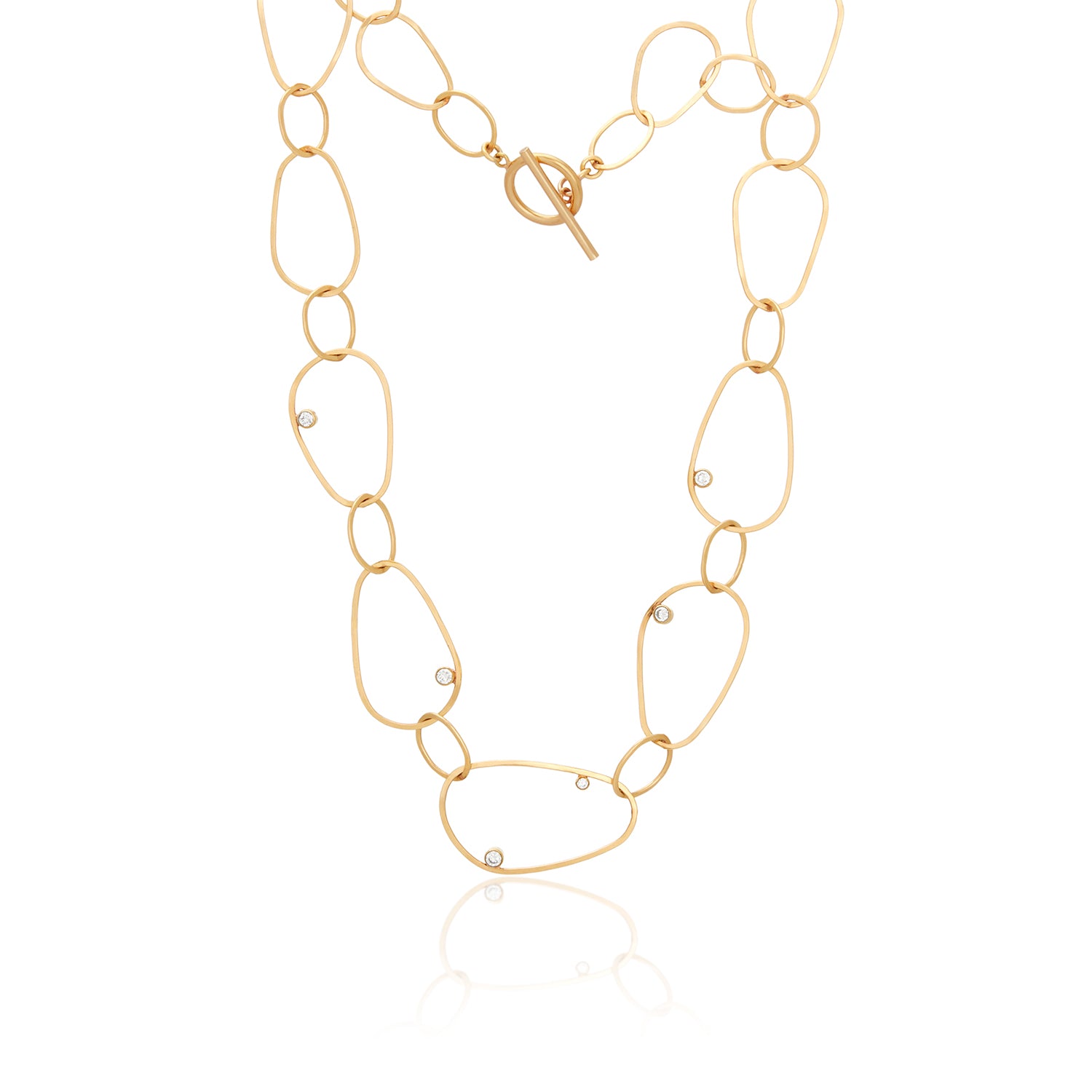 Lab Diamond Oval Link Toggle Necklace