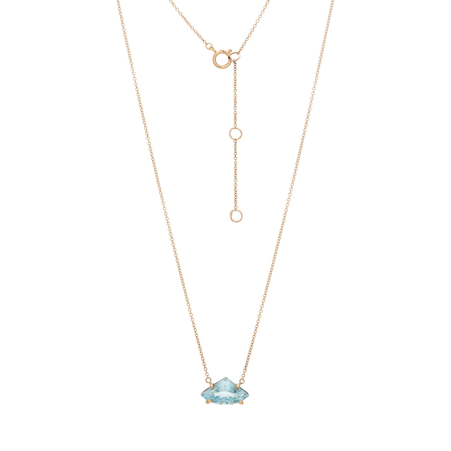 Triangle Aquamarine Pendant Necklace 14k
