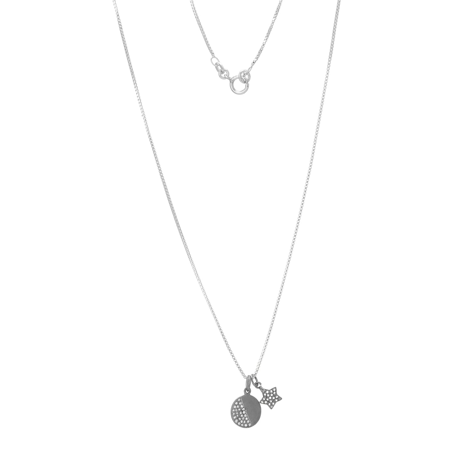 Star And Eclipse Moon Silver Necklace