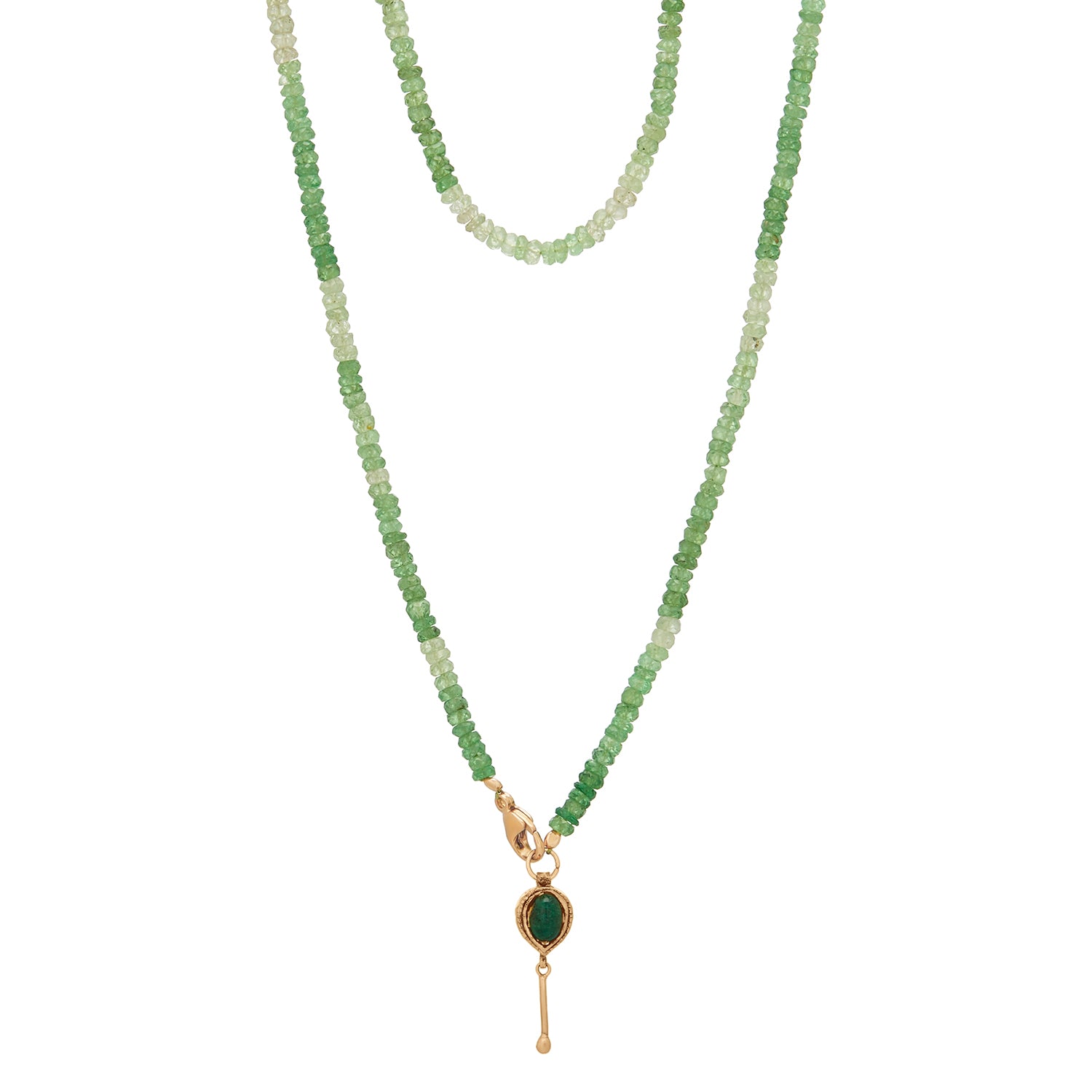 Emerald Eye Drop Pendant Necklace 14k