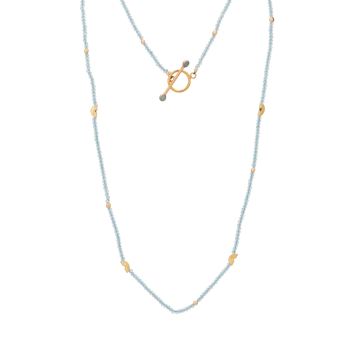 Half Moon Aquamarine Toggle Necklace