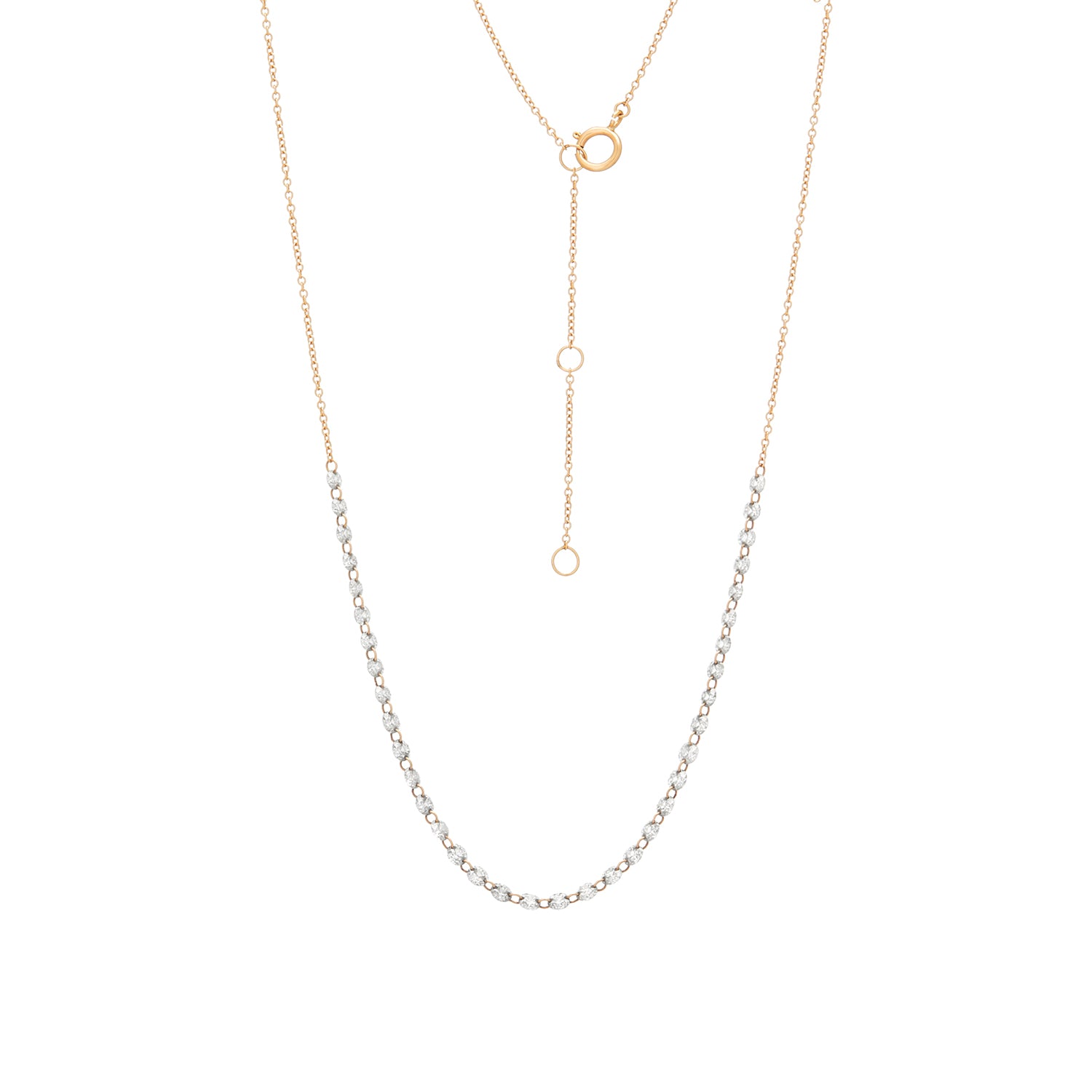 Floating Graduated Lab Diamond Row Necklace 14K