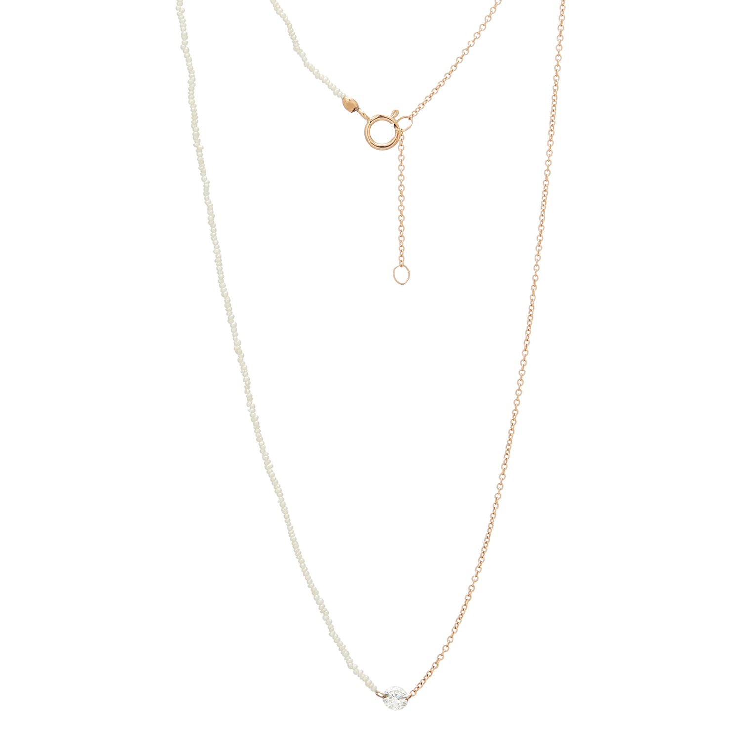 Mini Lab Diamond Pendant Half Chain Half Gem Necklace 14k