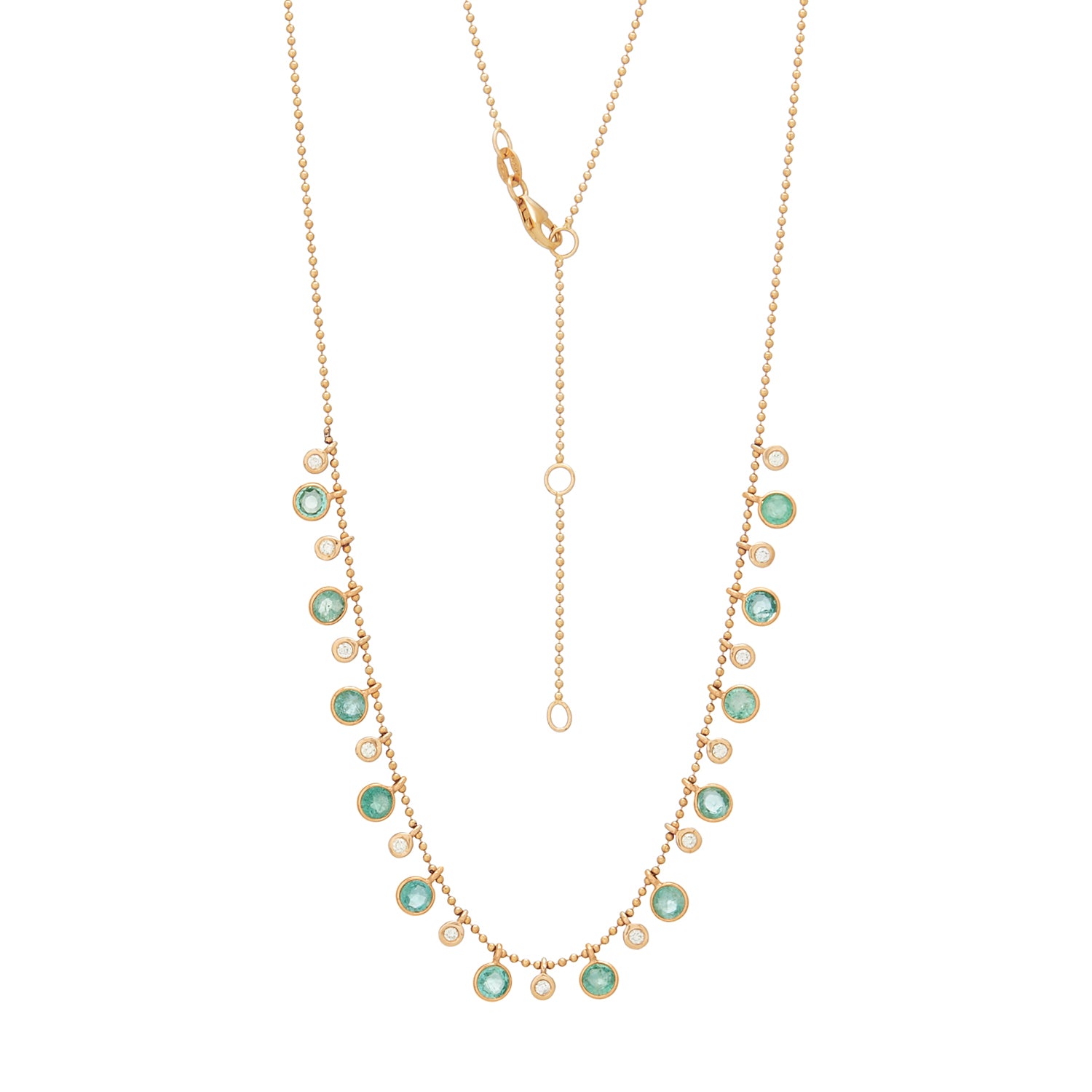 Emerald Diamond Section Dangle Necklace 14k