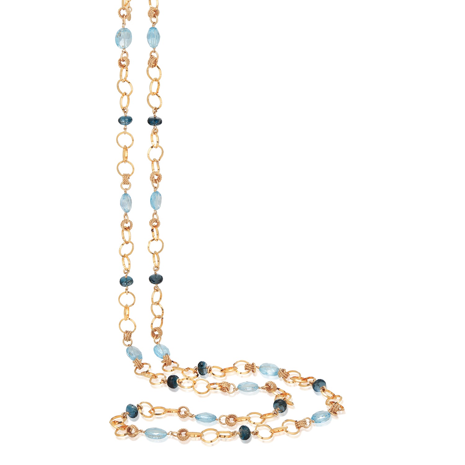 Mixed Blue Topaz Circle Link Necklace