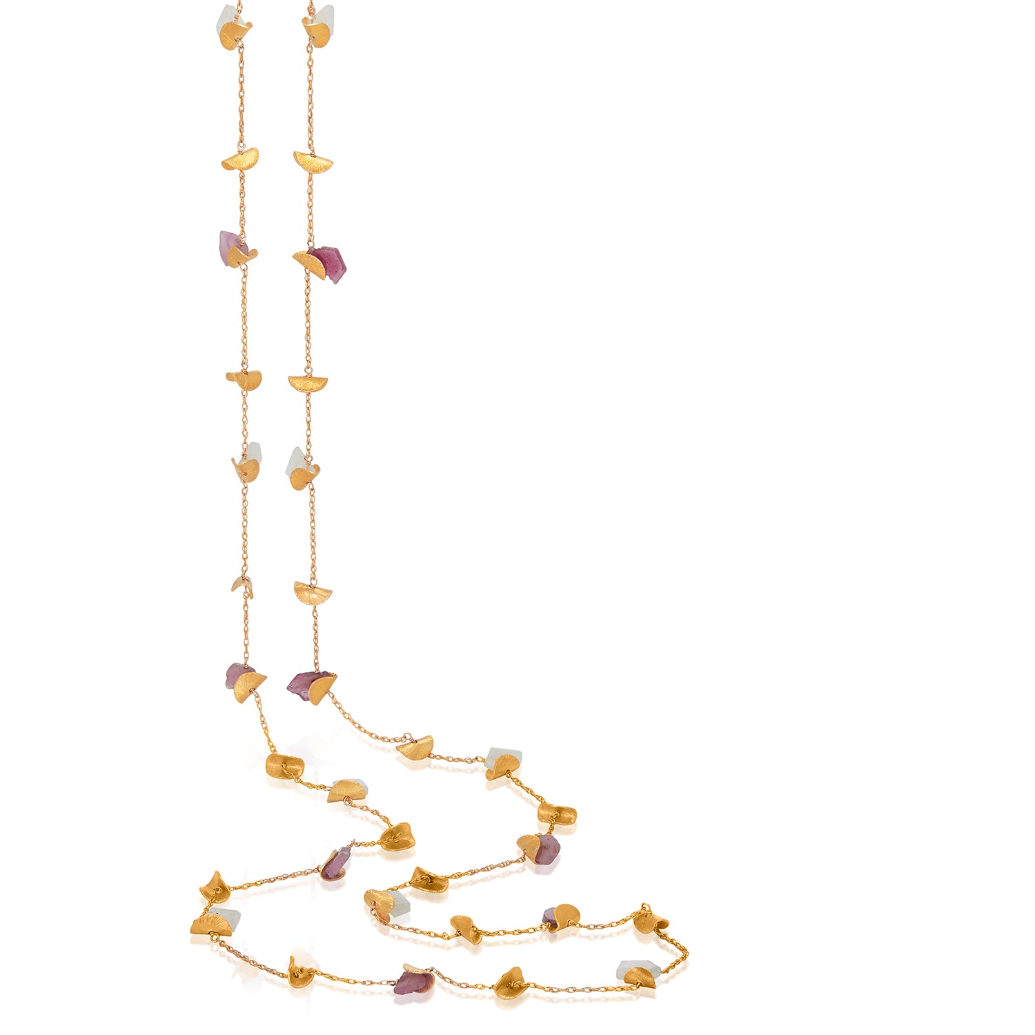 Pinkalicious Slice Sapphires Moonstone Floral Necklace