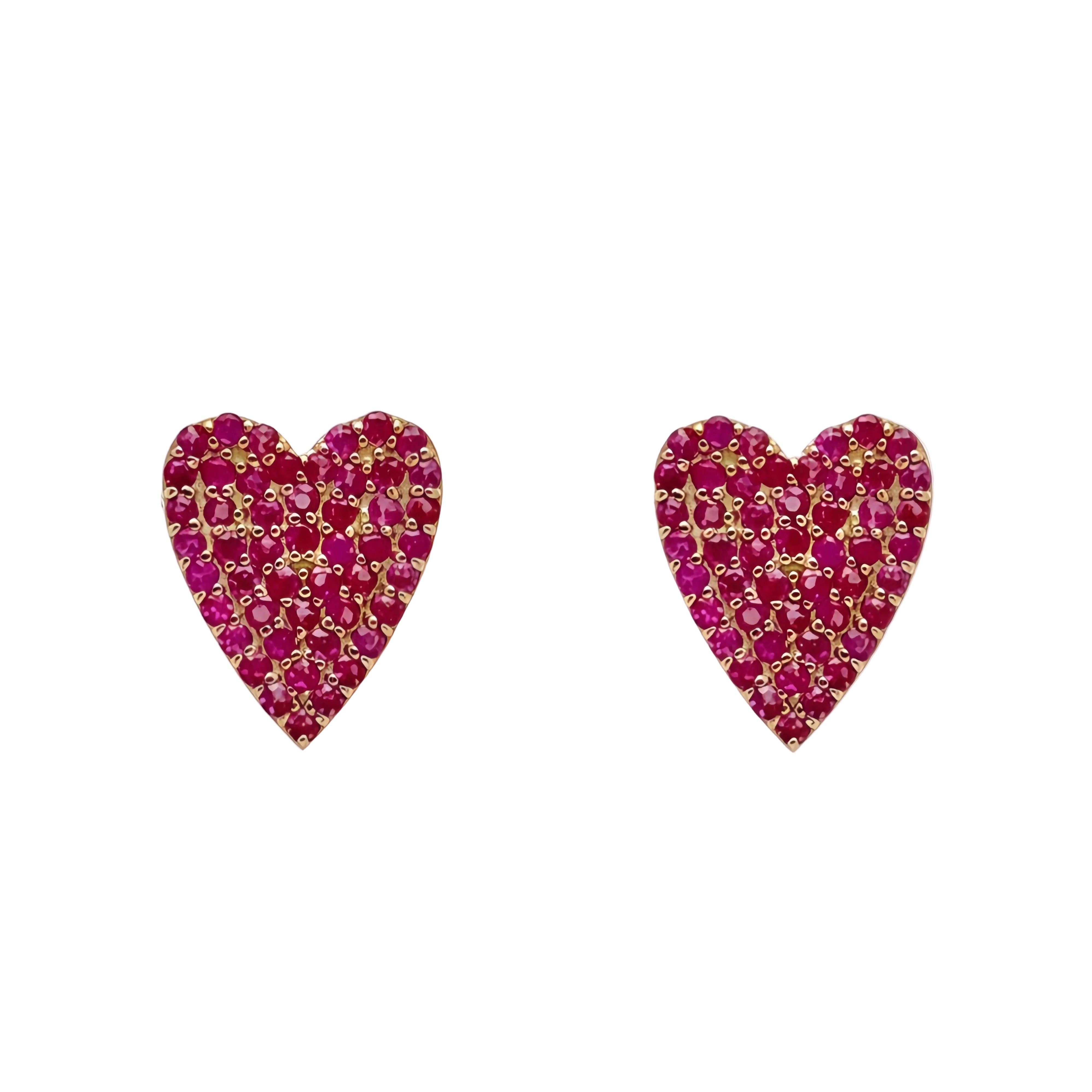 Natural Ruby Heart Studs
