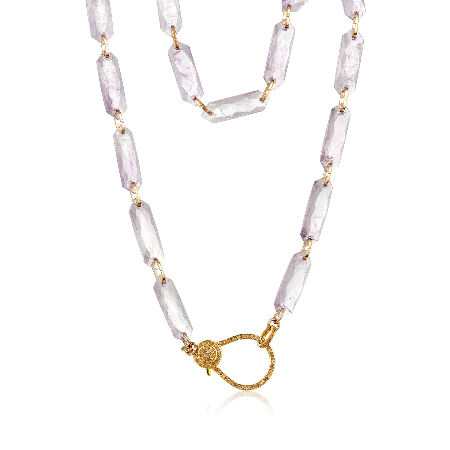 Amethyst Slice Diamond Lock Necklace