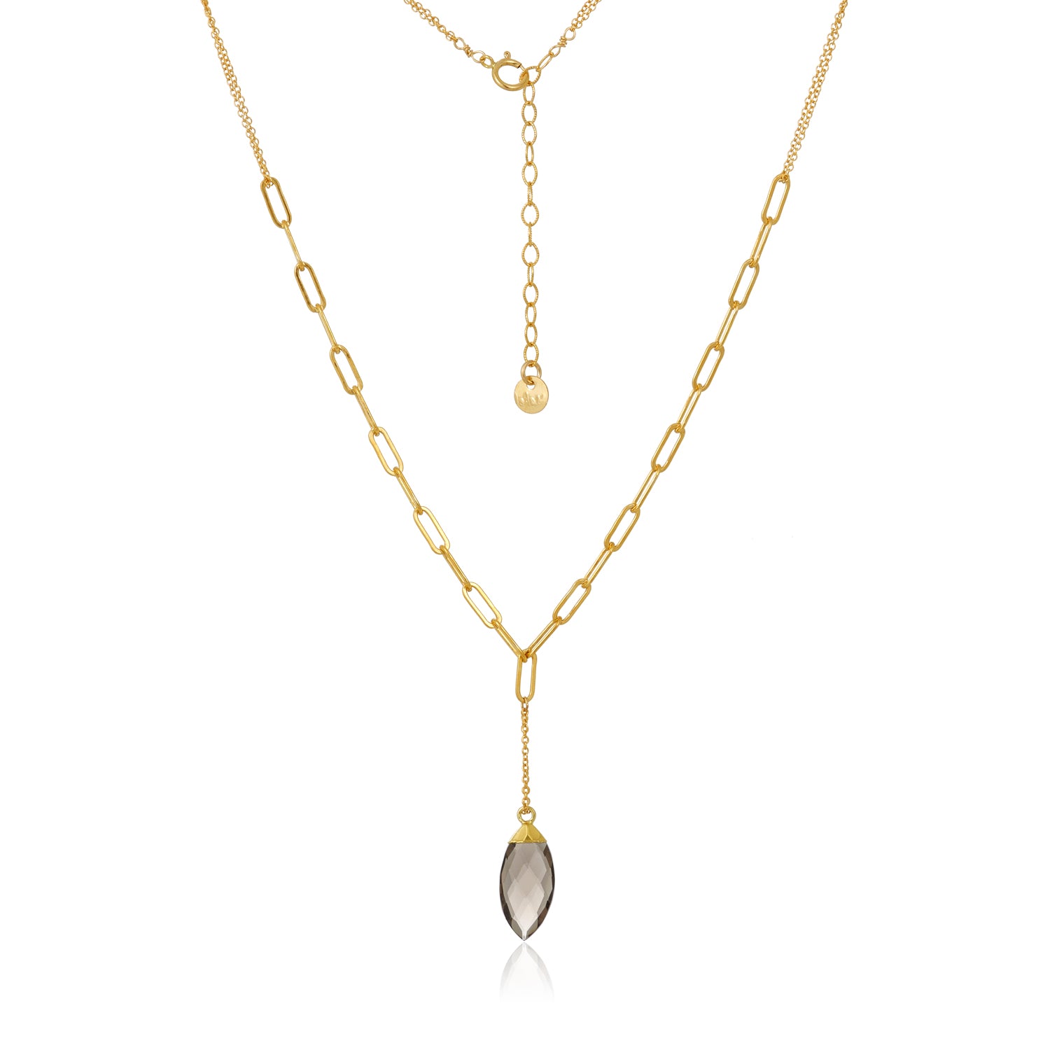 Smoky Quartz or Grey Moonstone Azura Lariat Necklace