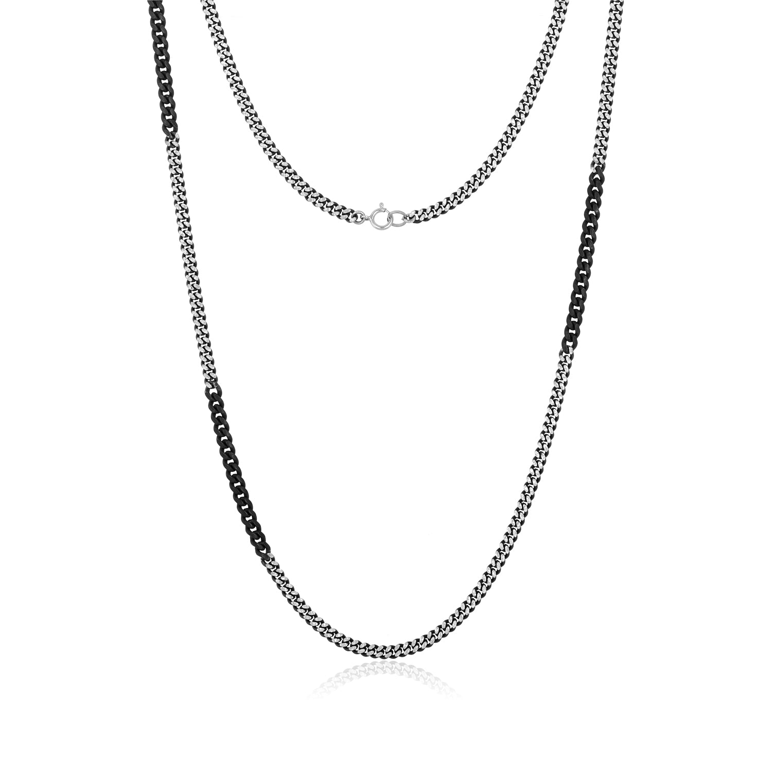 Double Edge Silver Oxidized Chain Necklace
