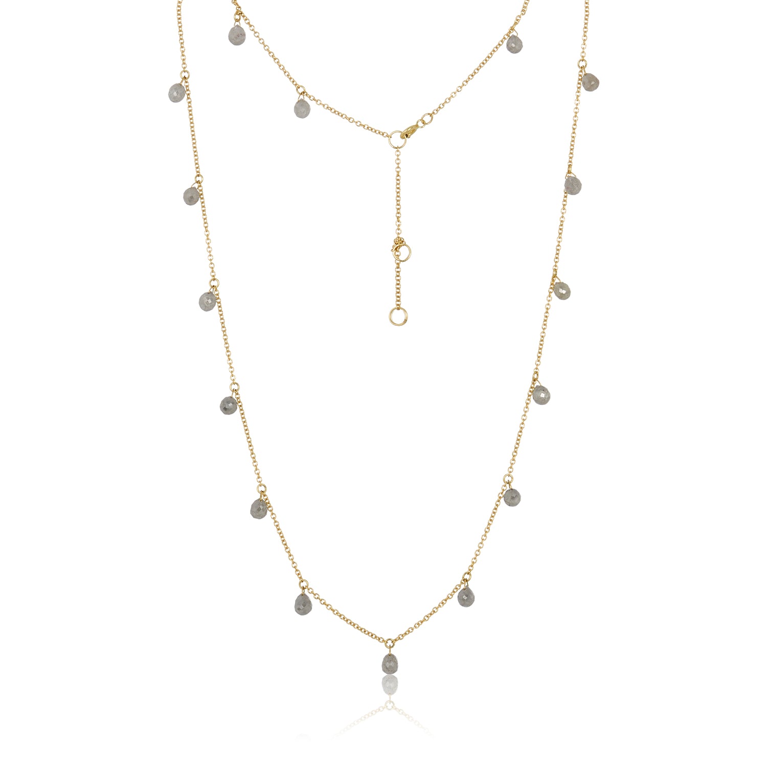 Grey Diamond Dangle Section Necklace in 14k