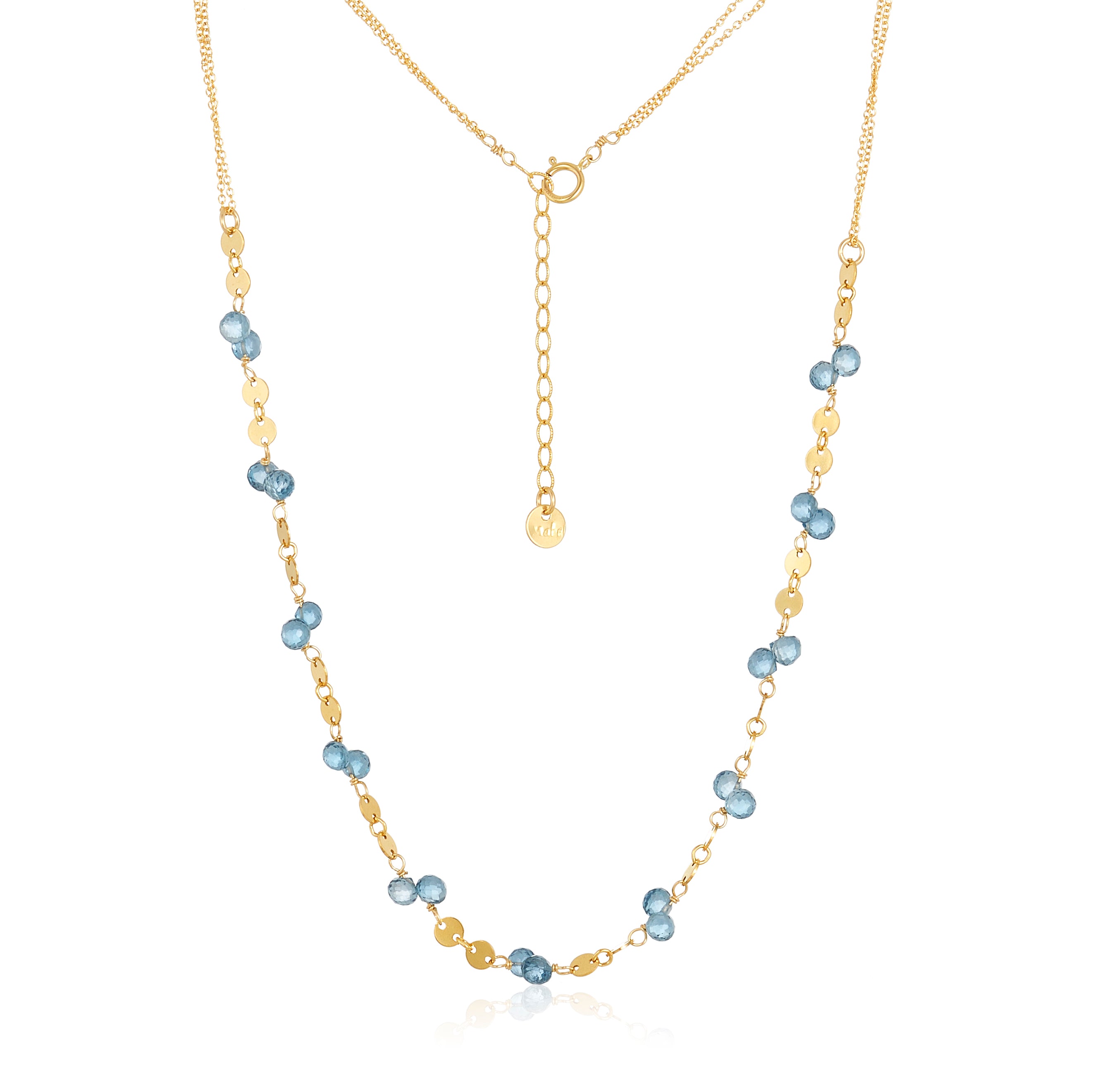 Blue Topaz Coin Necklace