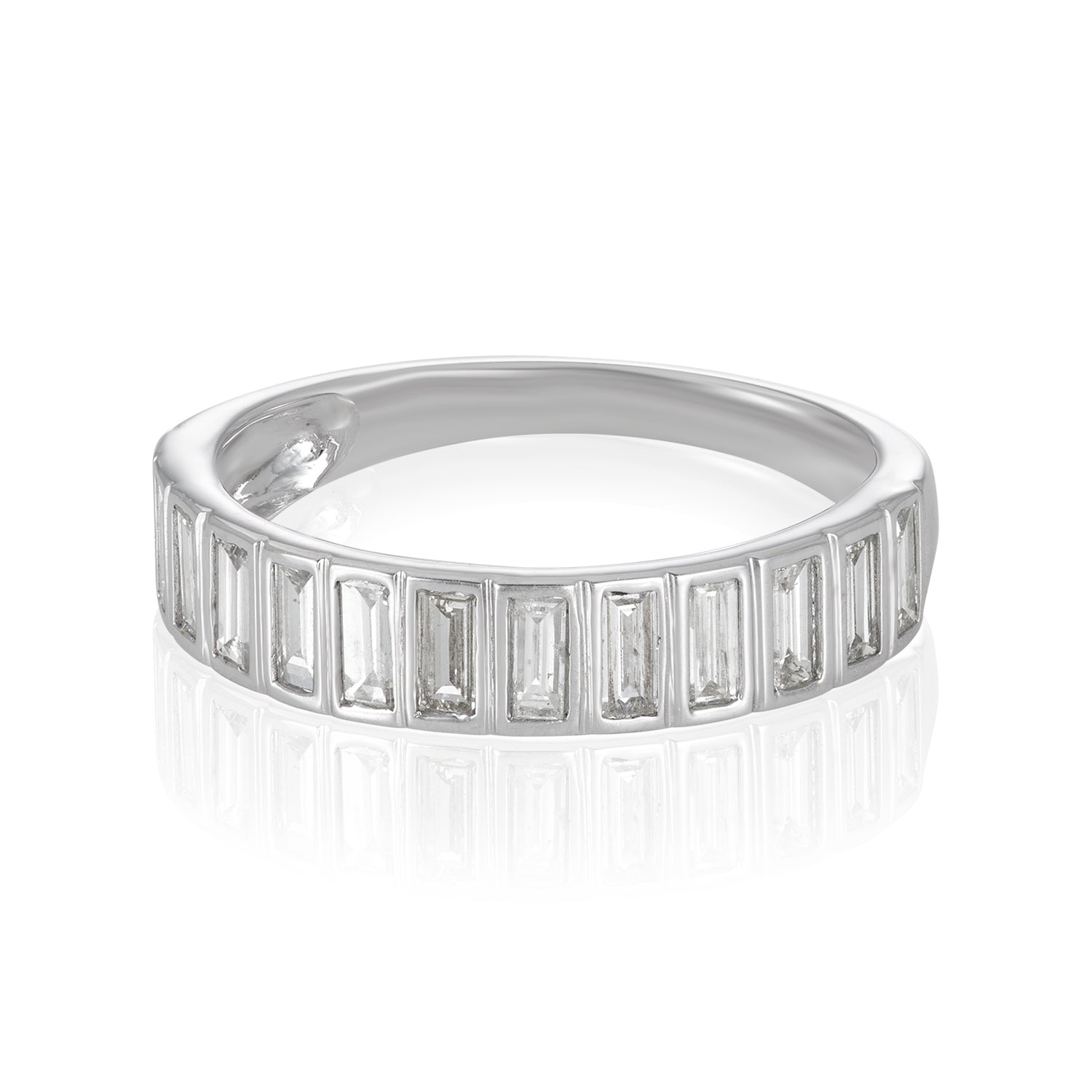 Baguette Diamond White Gold Ring In 14k