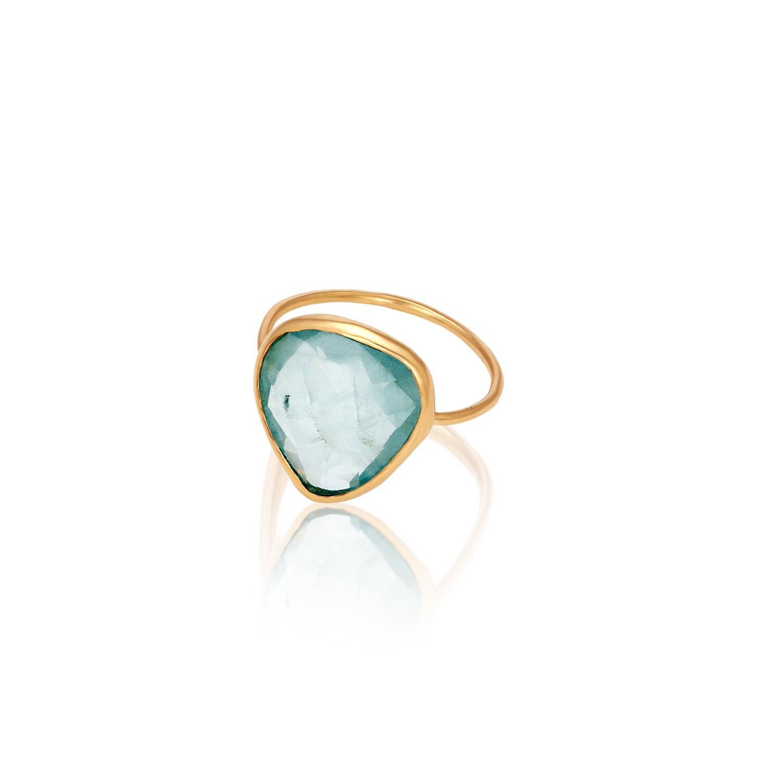Triangle Aquamarine Bezel Ring In 14k