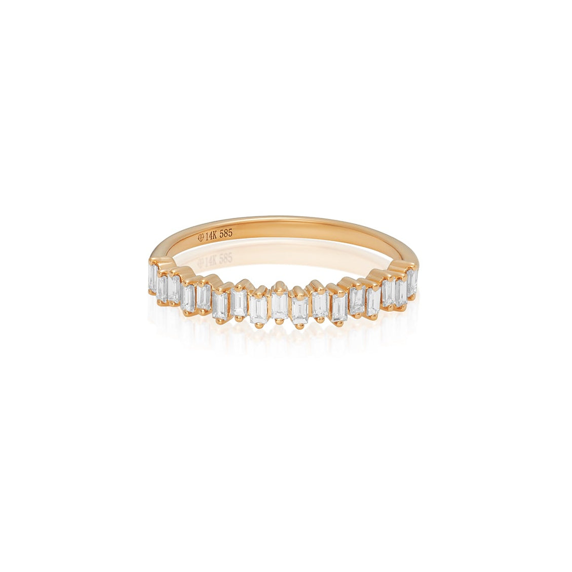 Baguette Diamond Halfway Ring 14k