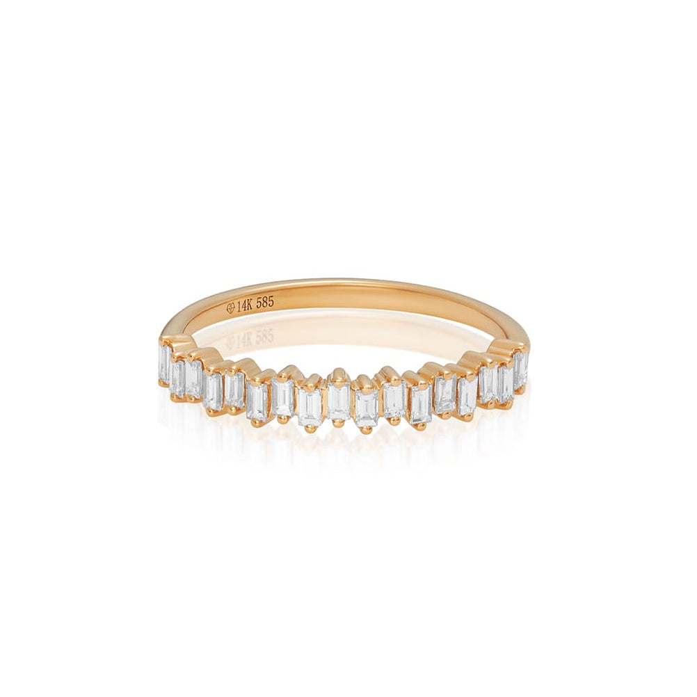 Baguette Diamond Halfway Ring 14k
