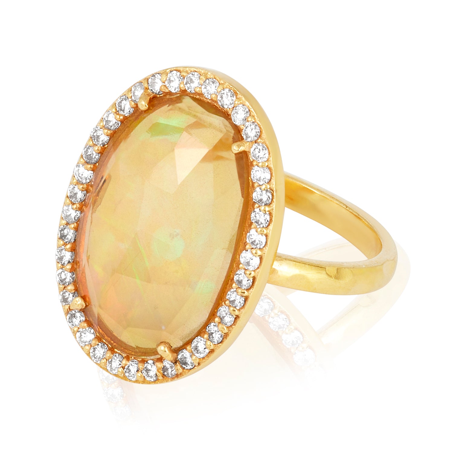 Grande Opal faceted diamond ring 18k