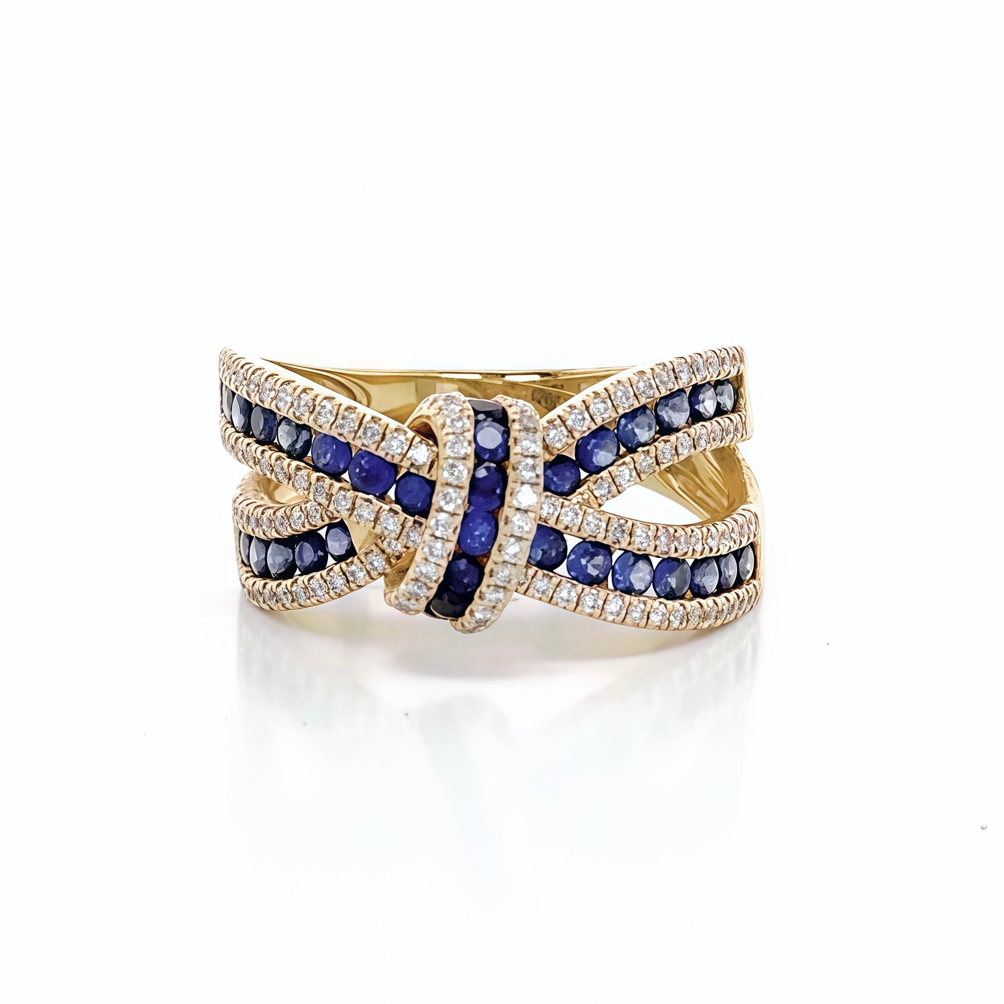Sapphire Diamond Ribbon Ring in 18k