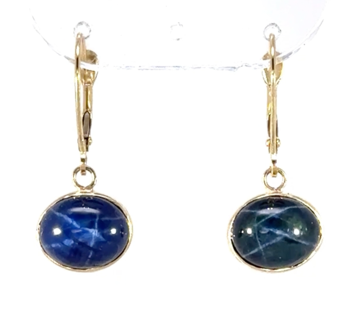 Star Sapphire Lever Back Earrings