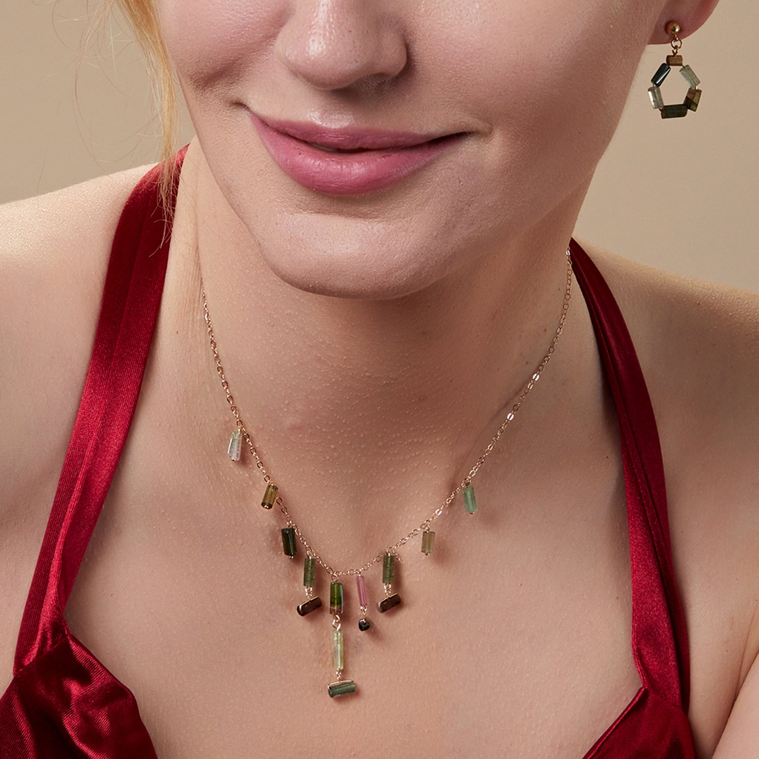 Small Multicolor Tourmaline Hoops