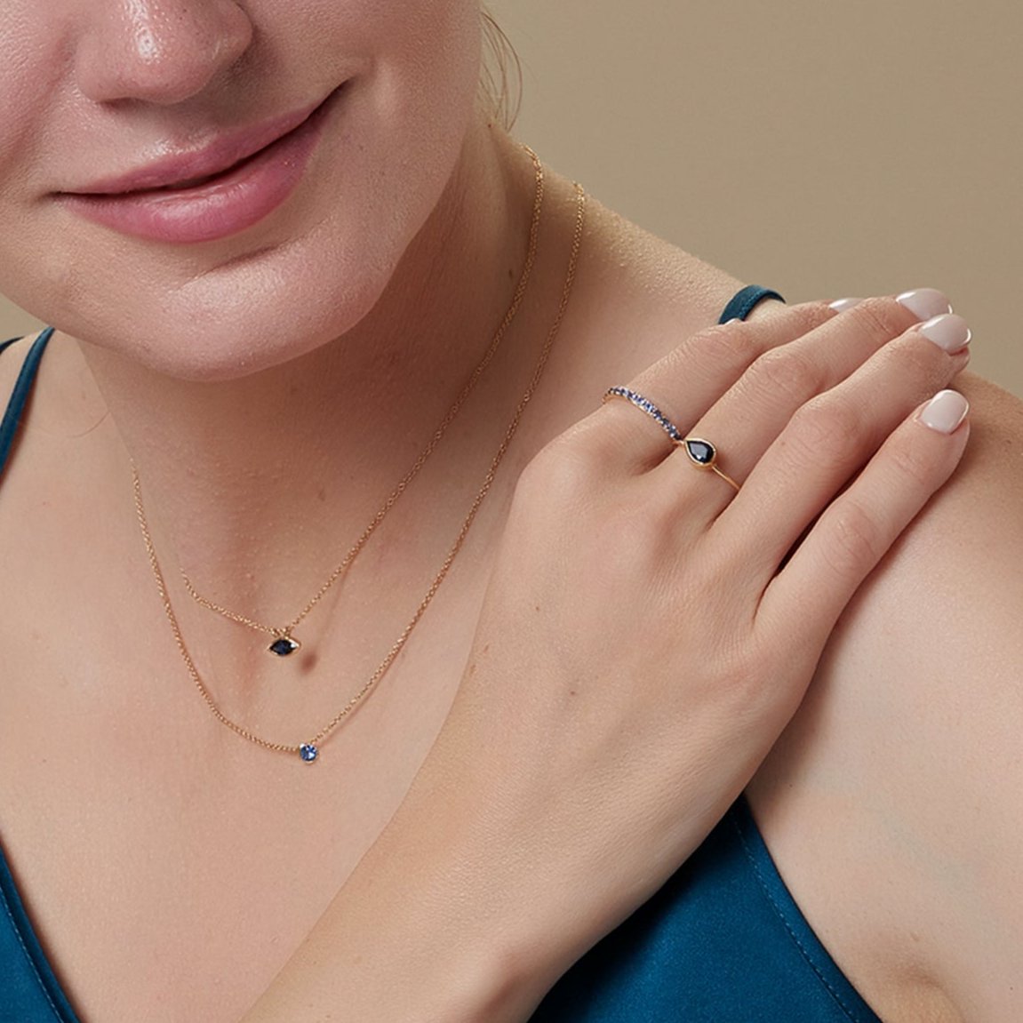 Blue Sapphire 3/4 Stackable Ring In 14k