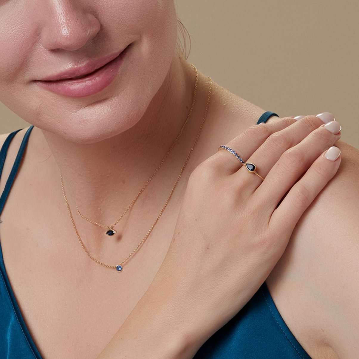 Raindrop In Sapphire Ring in 14k