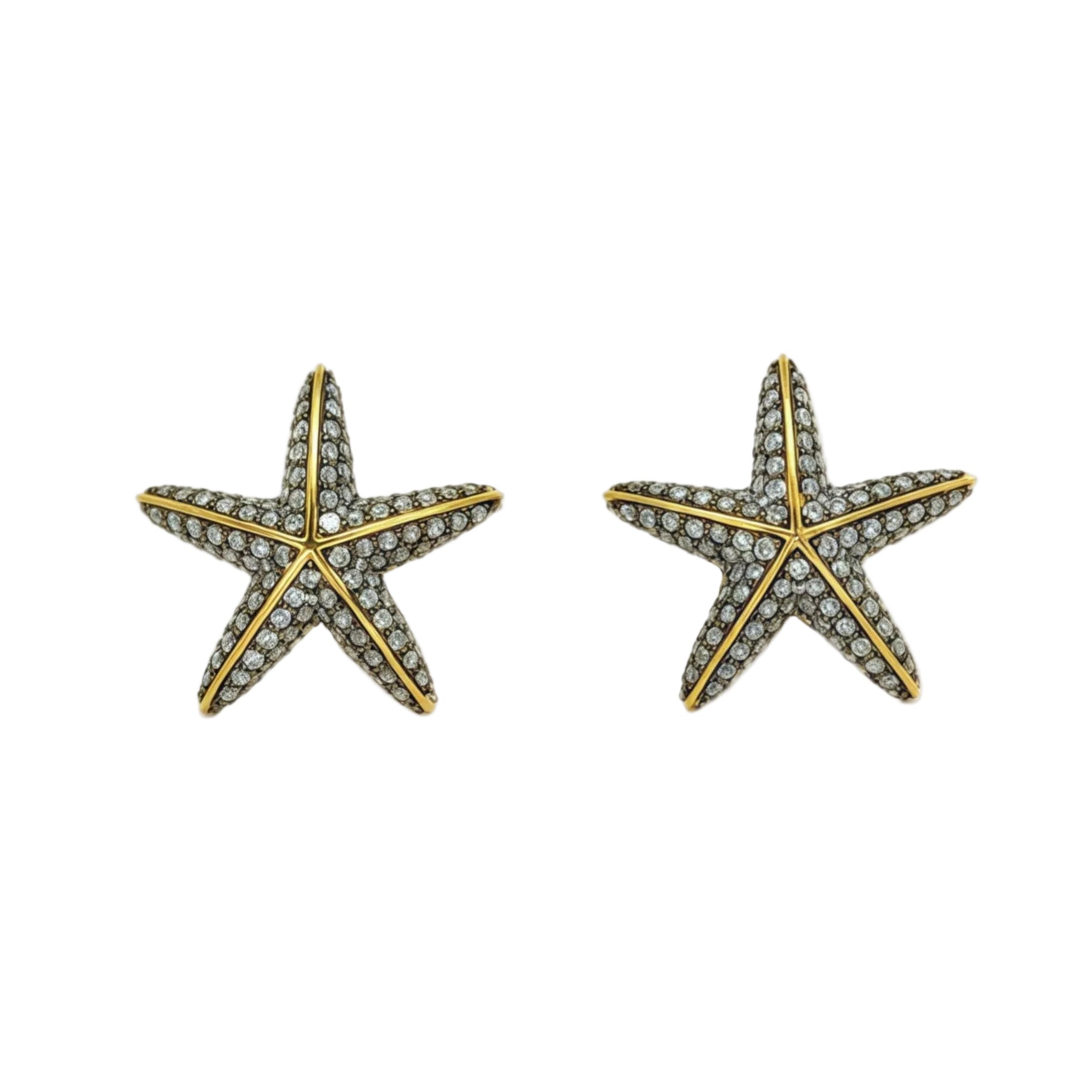 Starfish Silver Diamond Studs