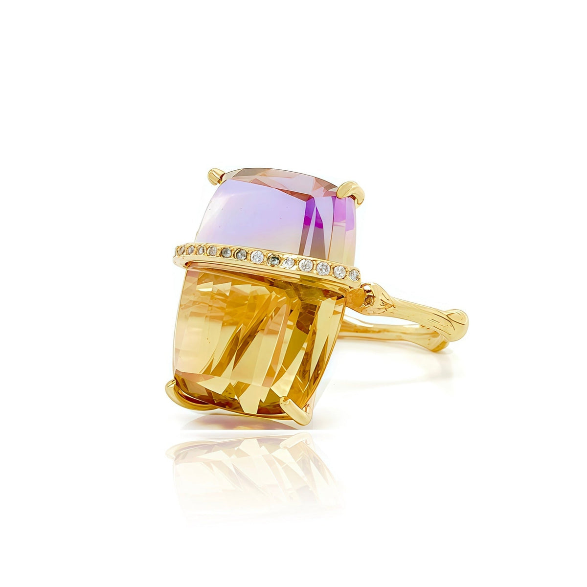 Ametrine Bamboo Ring 14K
