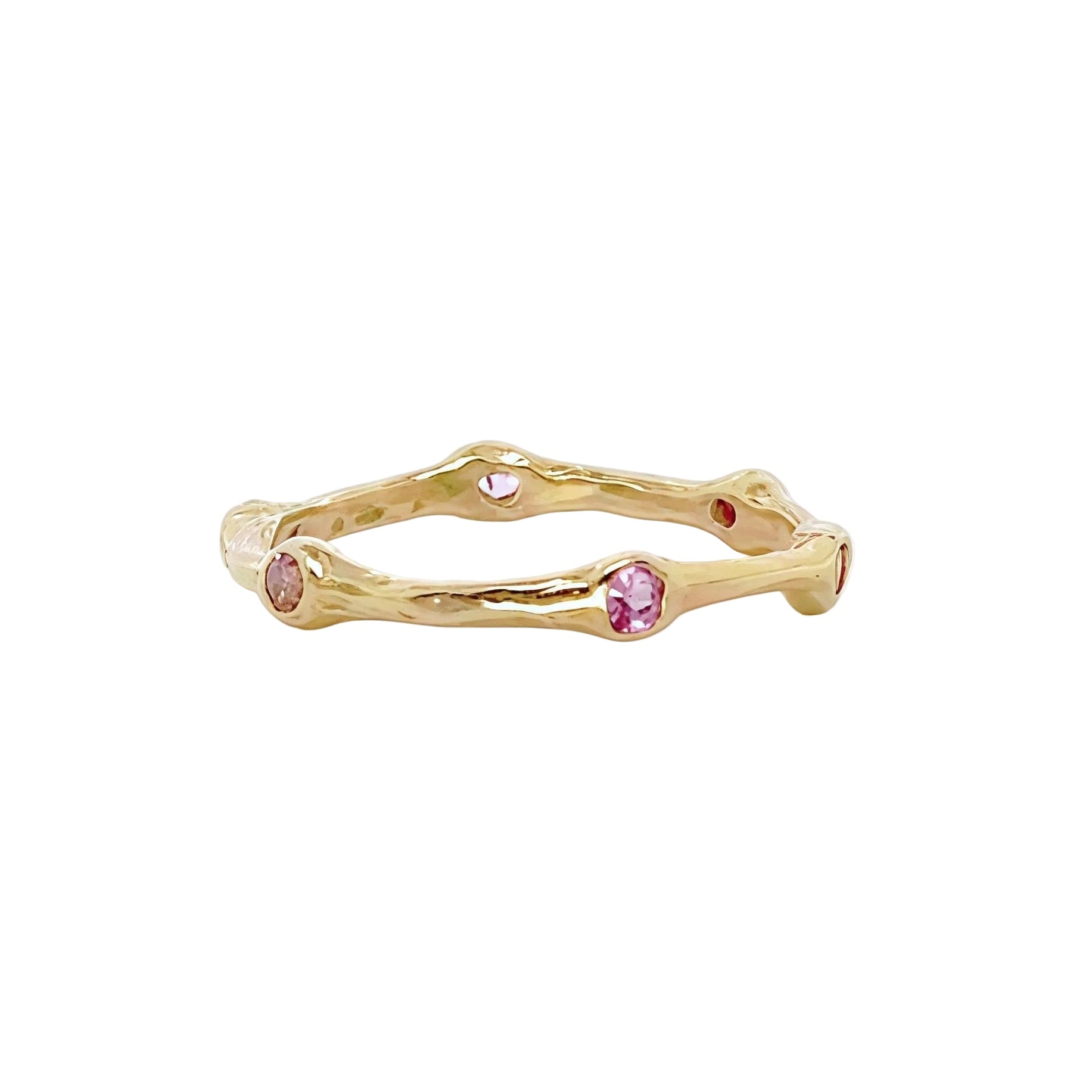 Amirah Pink Sapphire Bamboo Ring In 14k