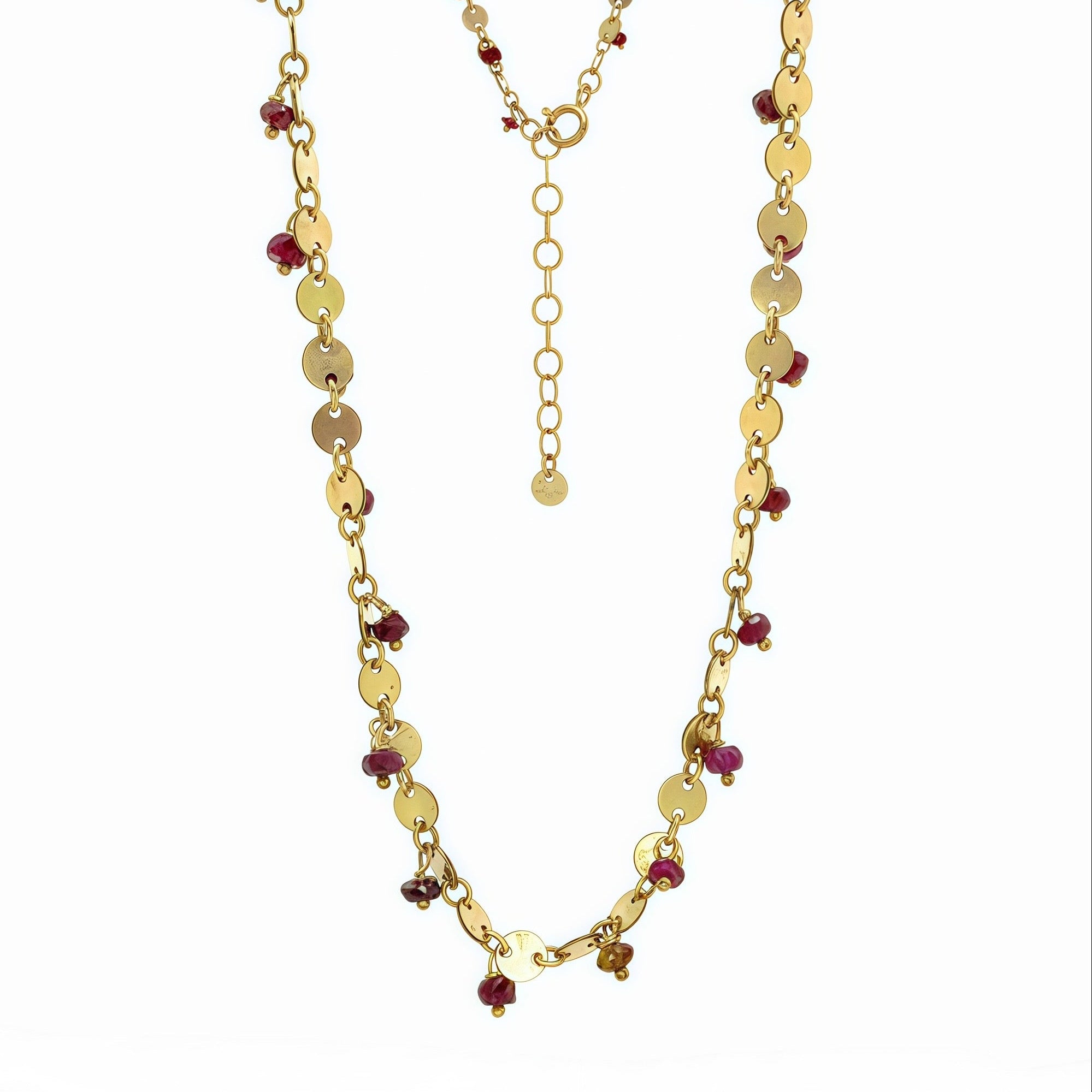 Circle Chain Ruby Beads Necklace