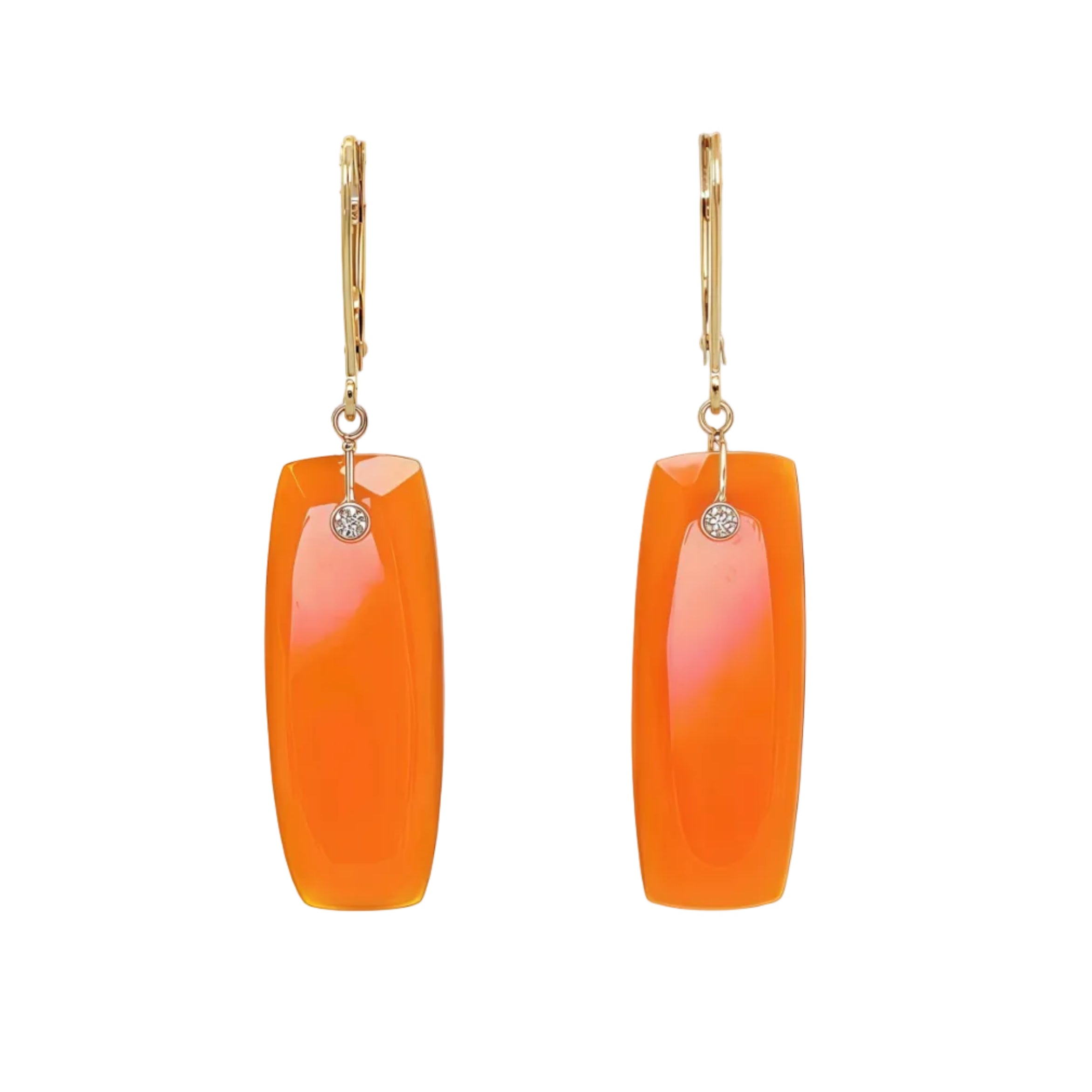 Long Gem Slice Drop Earrings
