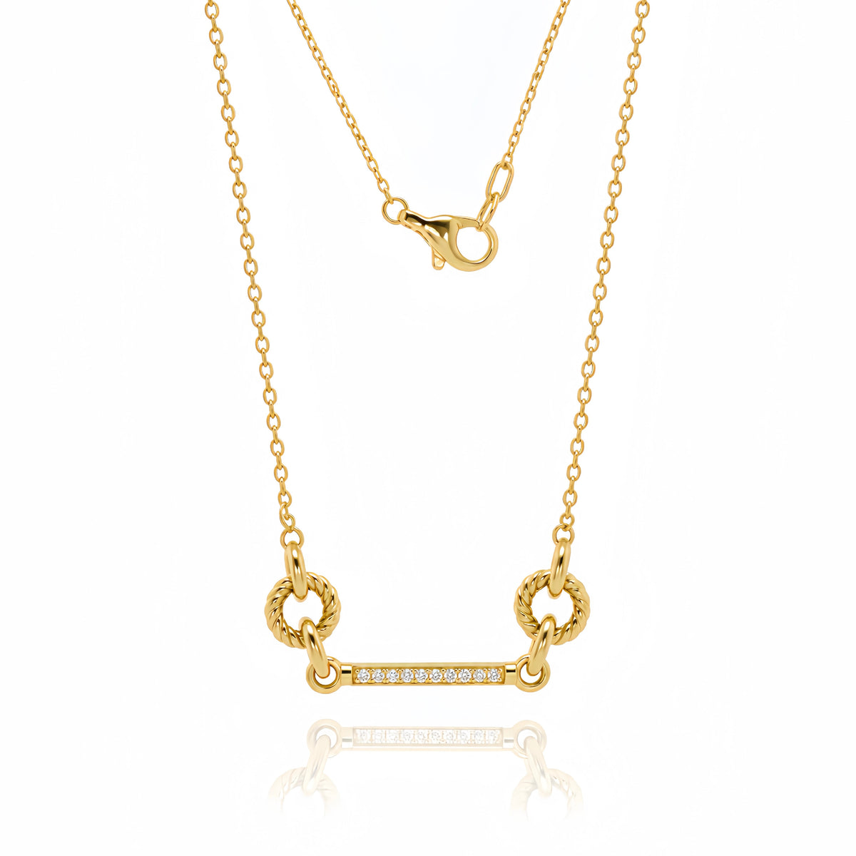 Oyster Turquoise Compass Diamond Chain Necklace 14K