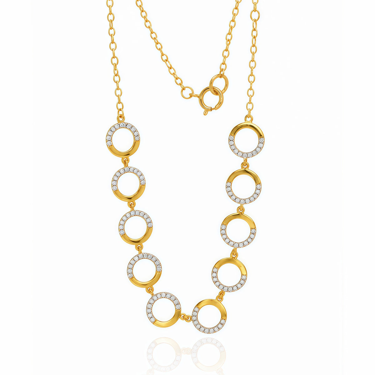Pave Diamond Circle Link Necklace