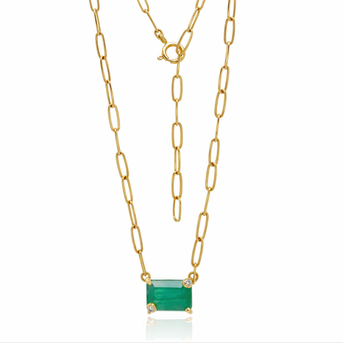 Natural Columbian Emerald Pendant Necklace 14k