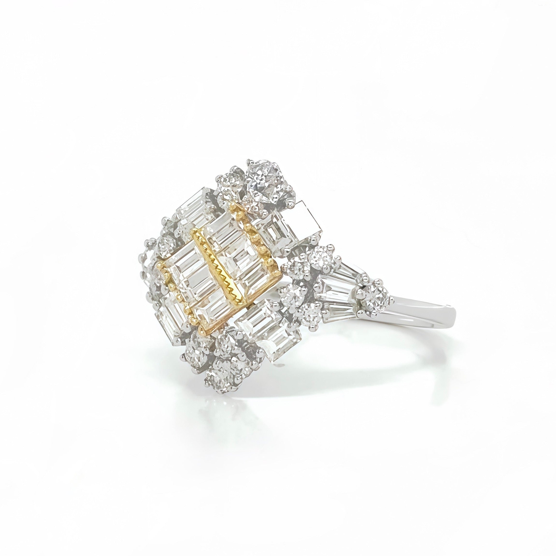 Mosaic Natural Diamond Mix Gold Ring 18k