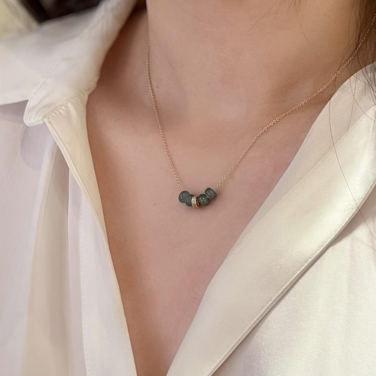 Donna Guatemala Jade Necklace 14K