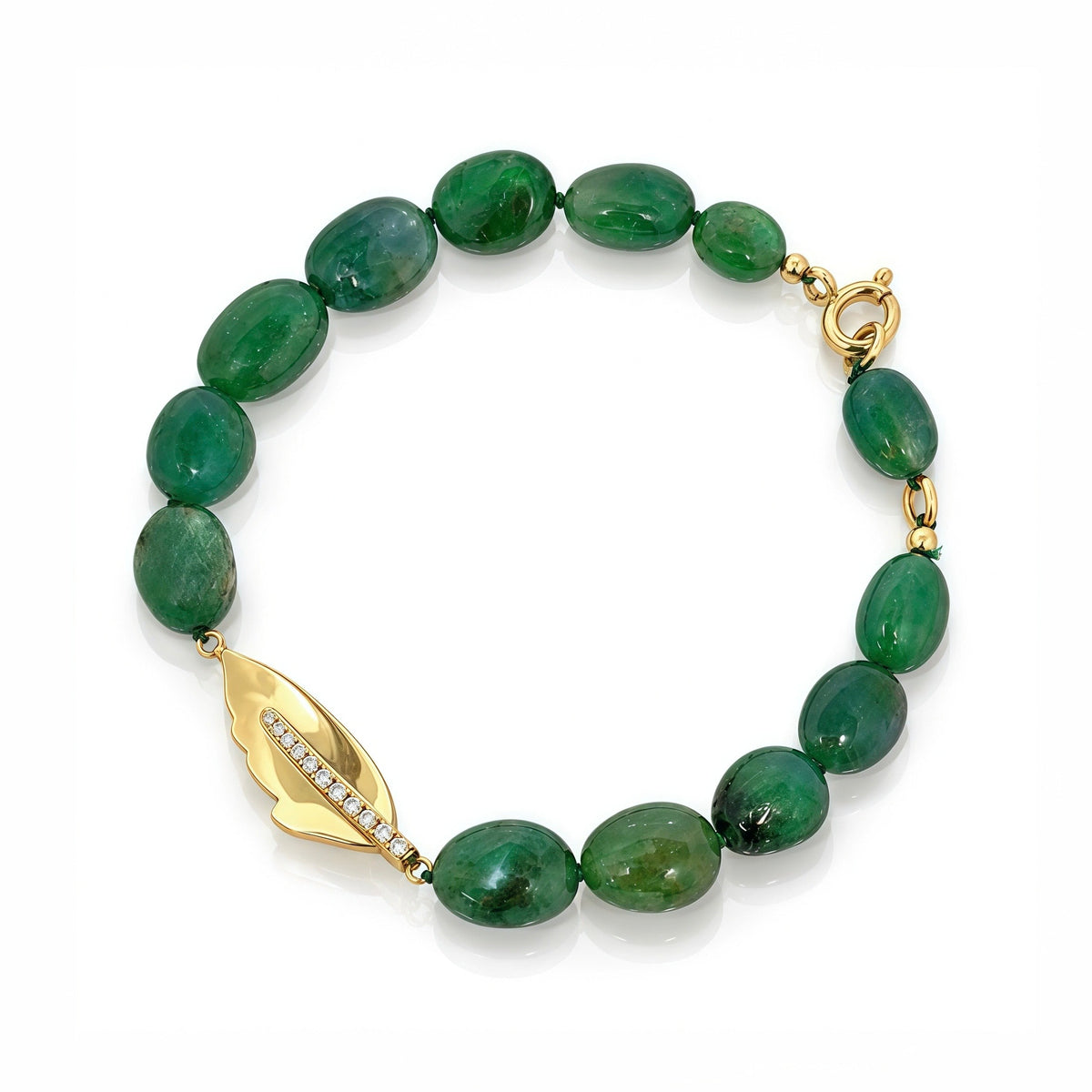 Chloe Natural Emerald Candy Diamond Leaf Bracelet 14K