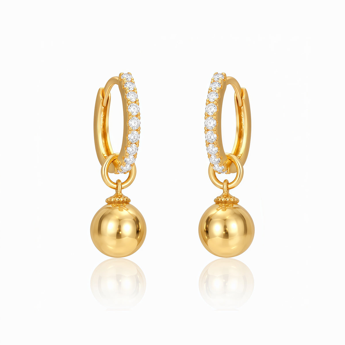 Lab-grown Diamond Gold-plated Hoops And Ball Drop