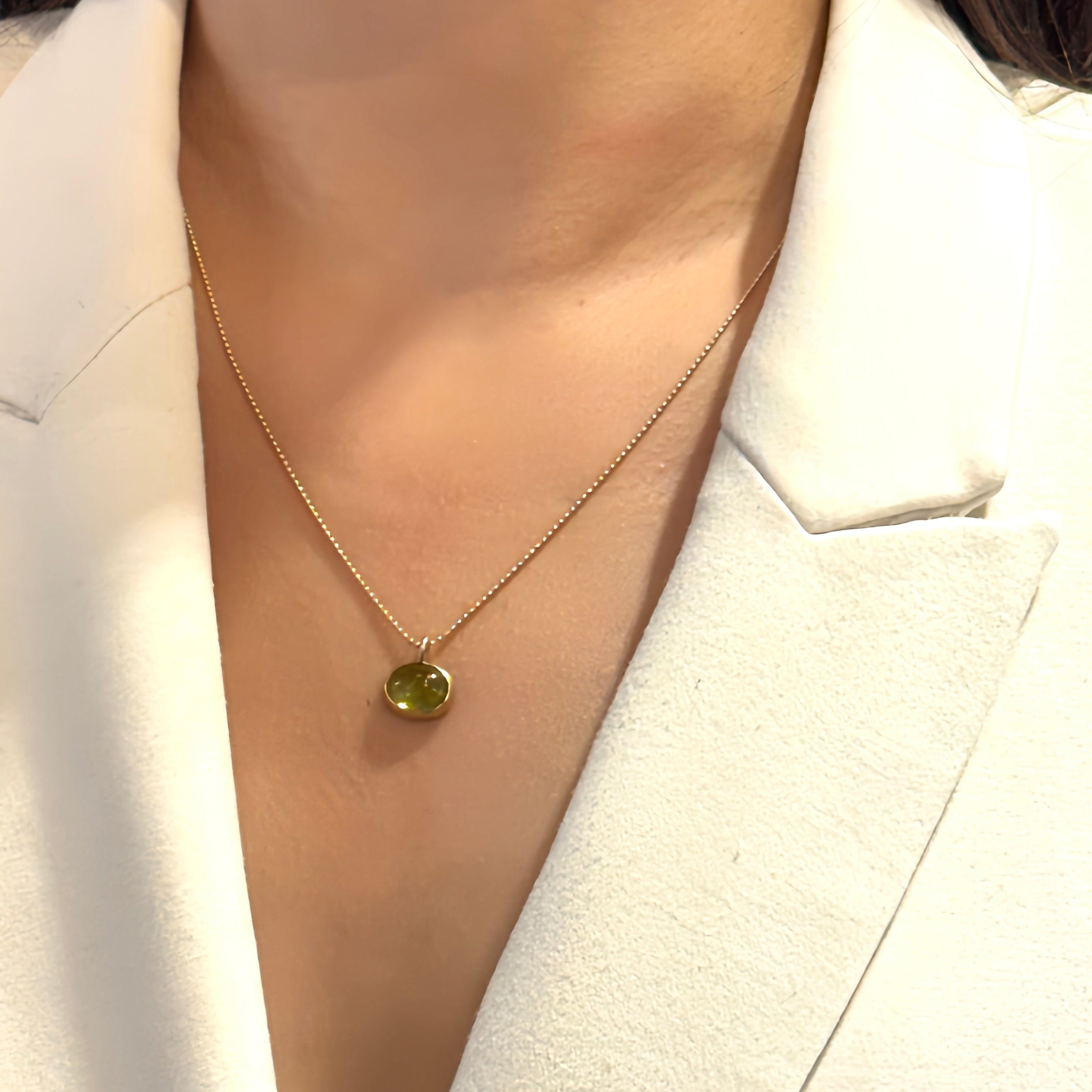 Peridot Oval Cabochon Necklace